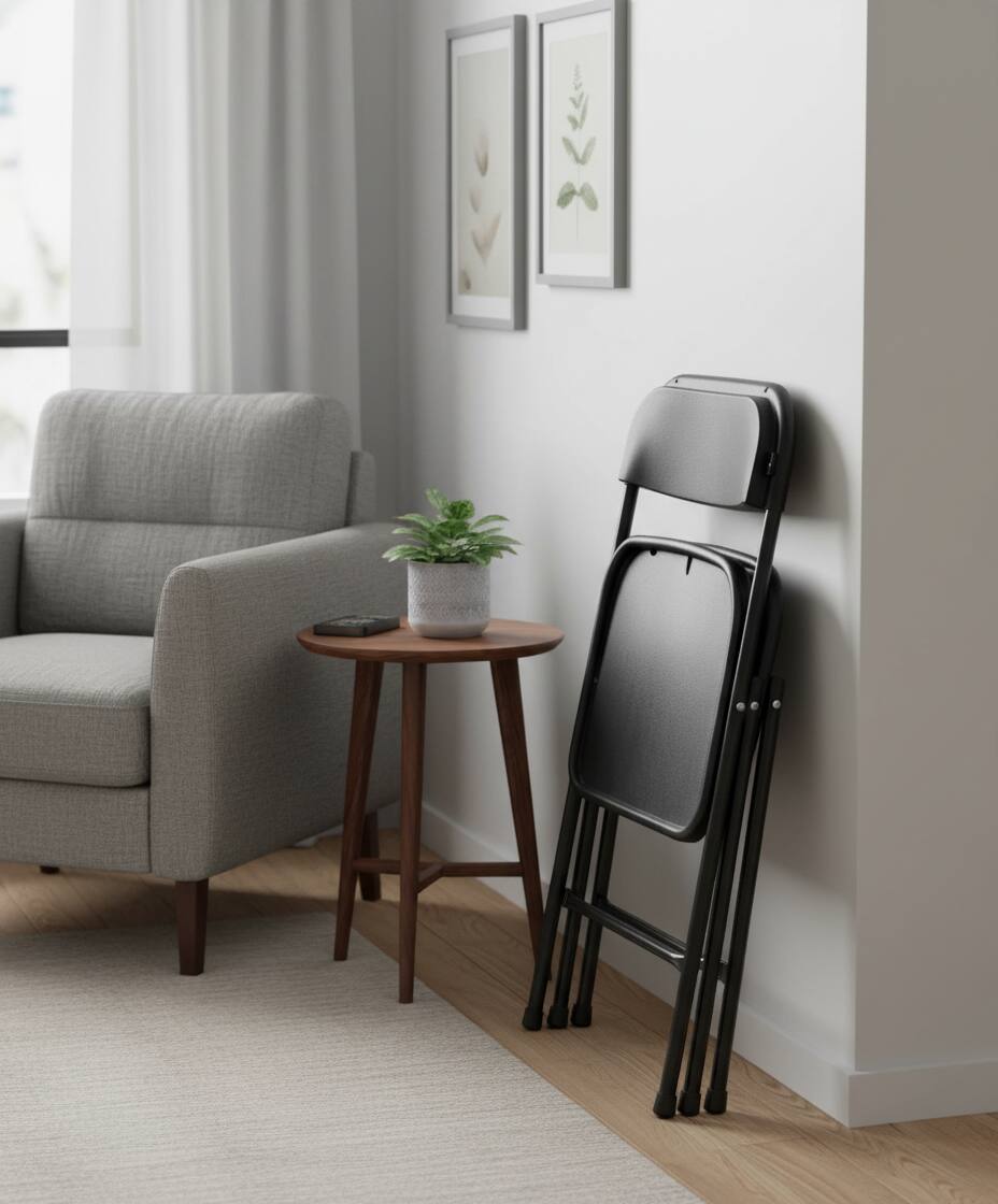 Alt View 5. AOITUN - Folding Chair 4 Pack Plastic Foldable with Sturdy Frame for Daily Use - Black.