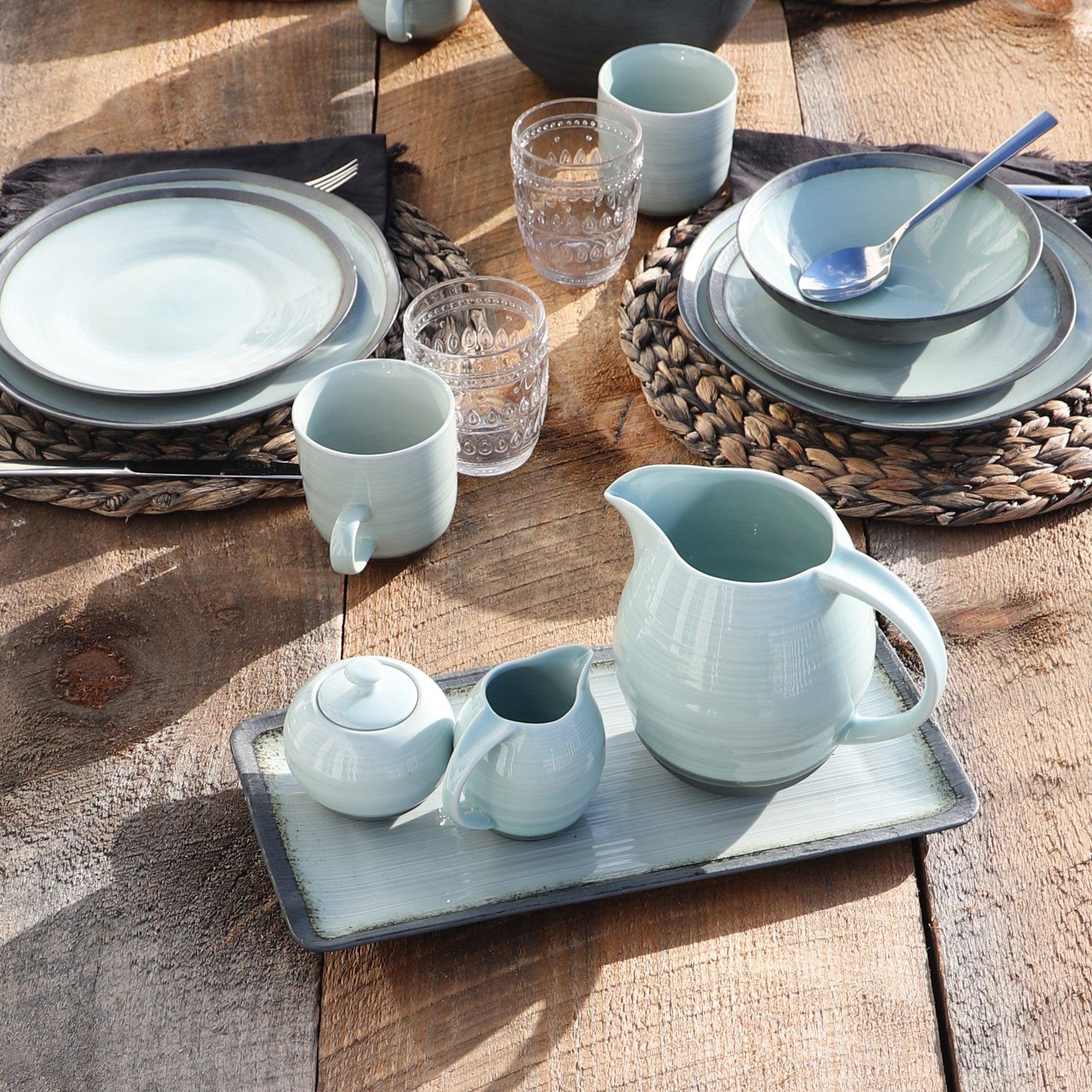 Left. Euro Ceramica Home - Diana Professional Grade Porcelain Pitcher - 54 oz - Tint.