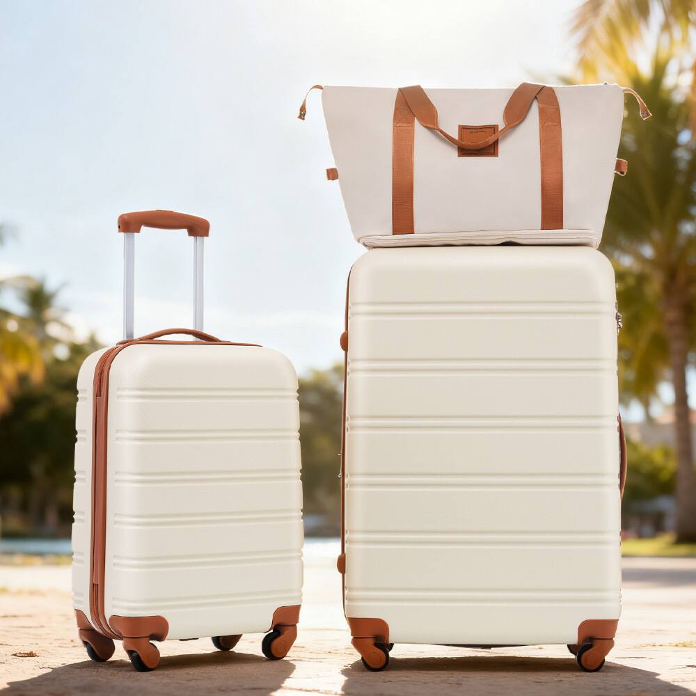 Alt View 2. LOVMOR - Lovmor 2-Piece Hardshell Luggage Set 20/28"  TSA - Brown+White.