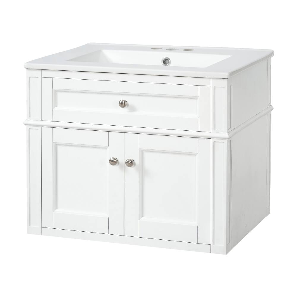Alt View 8. Loheer - Loheer 24 inch Wall Mounted Bathroom Vanity White Floating Vanity with Sink 2 Door - White.