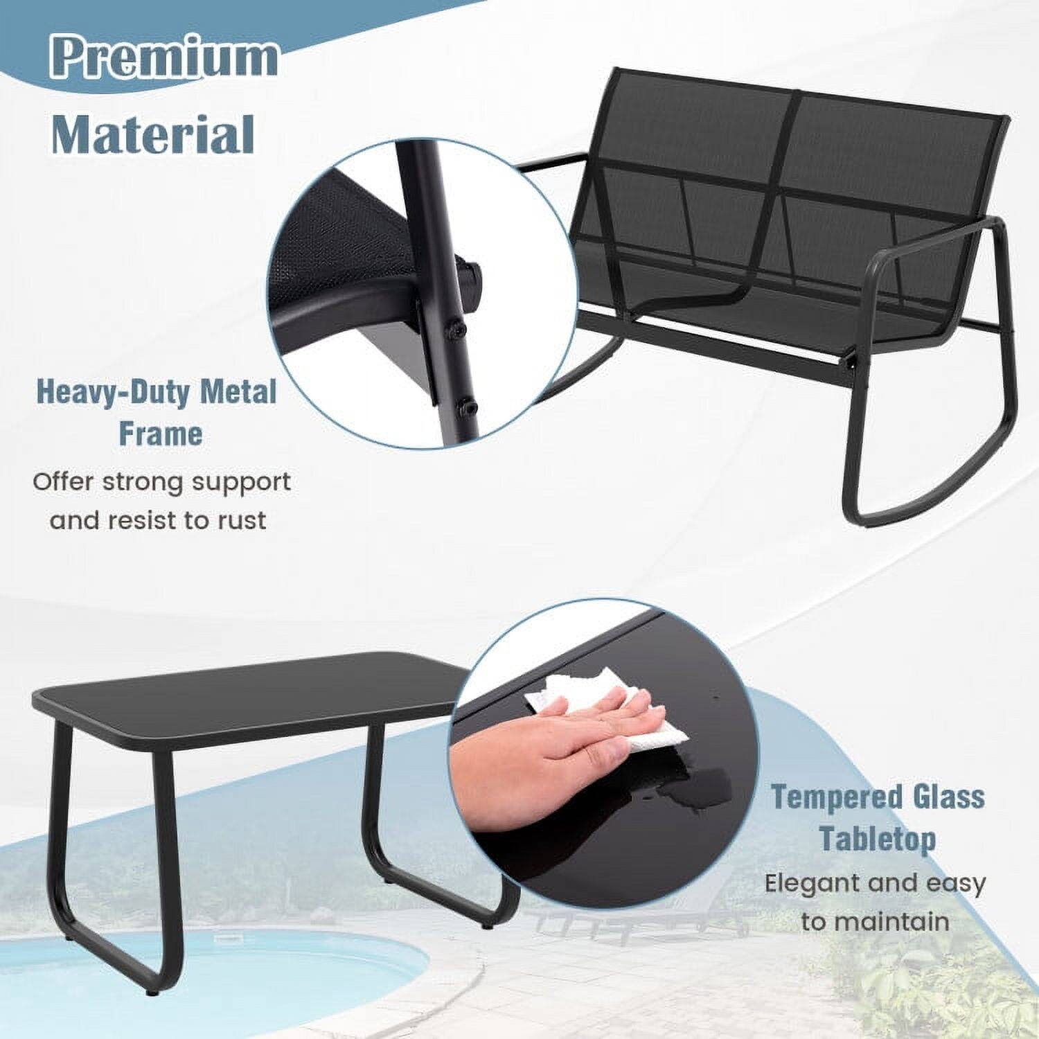 Premium Material

Heavy-Duty Metal Frame
Offer strong support and resist to rust

Tempered Glass Tabletop
Elegant and easy to maintain