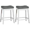 Front. Gymax - Gymax Set of 2 Nailhead Saddle Bar Stools 24'' Counter Stools White with Grey Cushion - as pic.