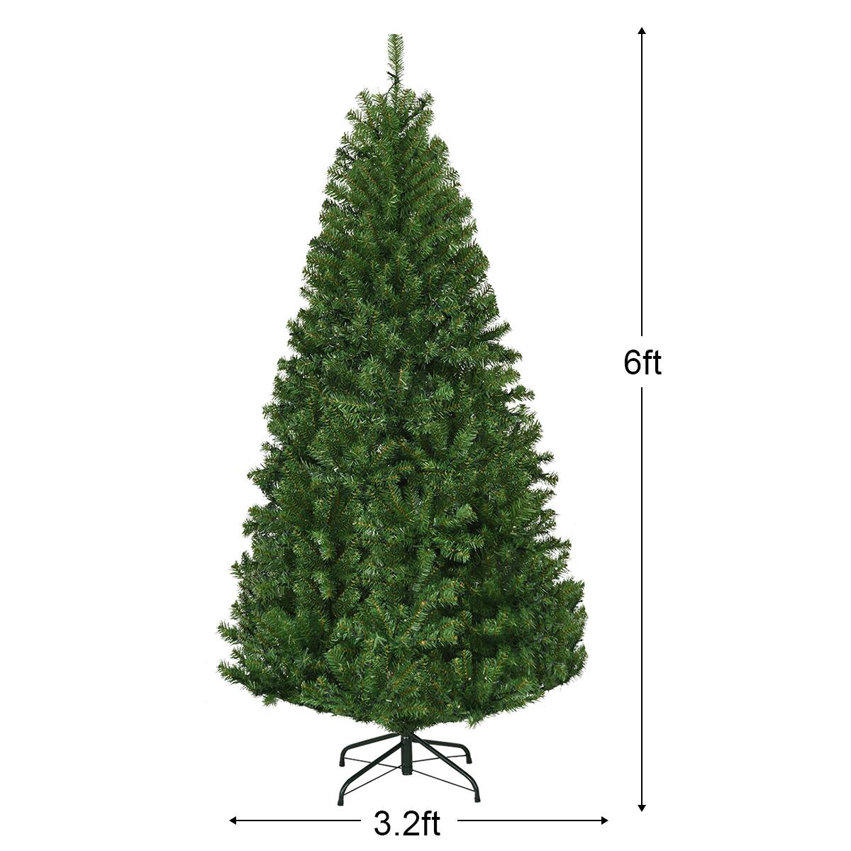 The text on the image reads "6ft 3.2ft." This indicates that the Christmas tree is 6 feet tall and 3.2 feet wide.