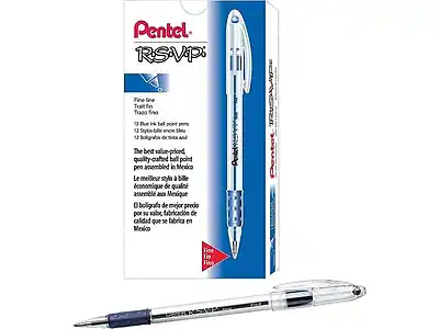 Pentel RSVP
Fine line
Trait fin
Tratto fine
1.2 mm ball point pen
Stylo à bille 1.2 mm
Boli de 1.2 mm
The best value-priced, quality-crafted ball point pen assembled in Mexico
Le meilleur stylo à bille de qualité assemblé au Mexique
El bolígrafo de mejor precio por calidad que se fabrica en México
Fine Fine
Fine Fine