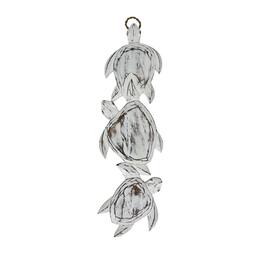 Chesapeake Bay - Three Turtle Wood Wall Hanging Distressed 24 Inch Coastal Nautical Decor - White