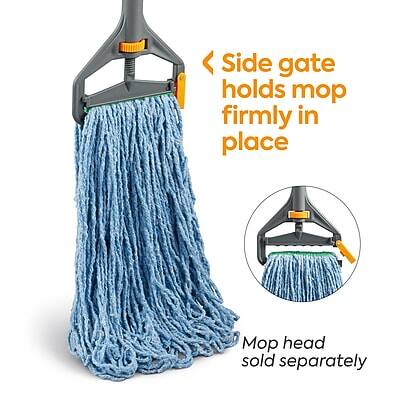 Side gate holds mop firmly in place

Mop head sold separately