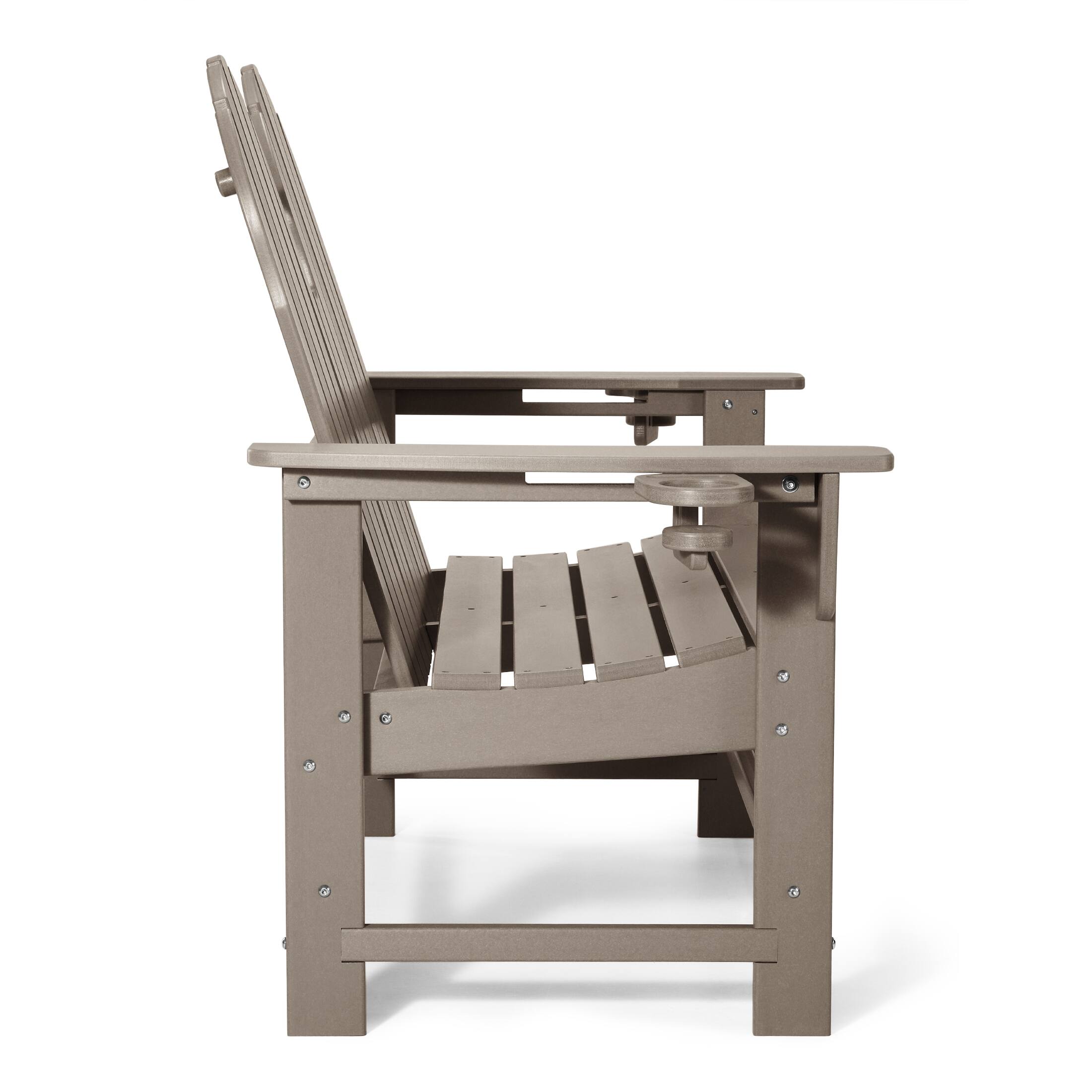 Left. WestinTrends - WestinTrends St. Augustine Outdoor Patio 49" HDPE Adirondack Garden Bench - Weathered Wood.