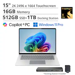 Microsoft - Surface Laptop - 15" 2K Touchscreen - Snapdragon X Elite 2024- 16GB Memory - 512GB Storage (7th Ed) - Copilot+ PC - Platinum