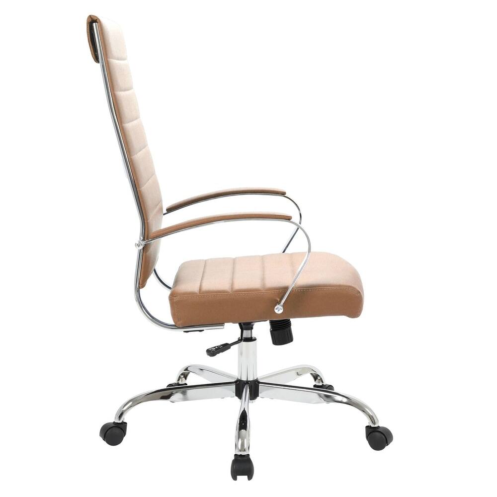 Alt View 3. LeisureMod - Benmar High Back Leather Office Chair with Adjustable Height, Swivel Base, Ergonomic Design Modern Conference Chair - Brown.