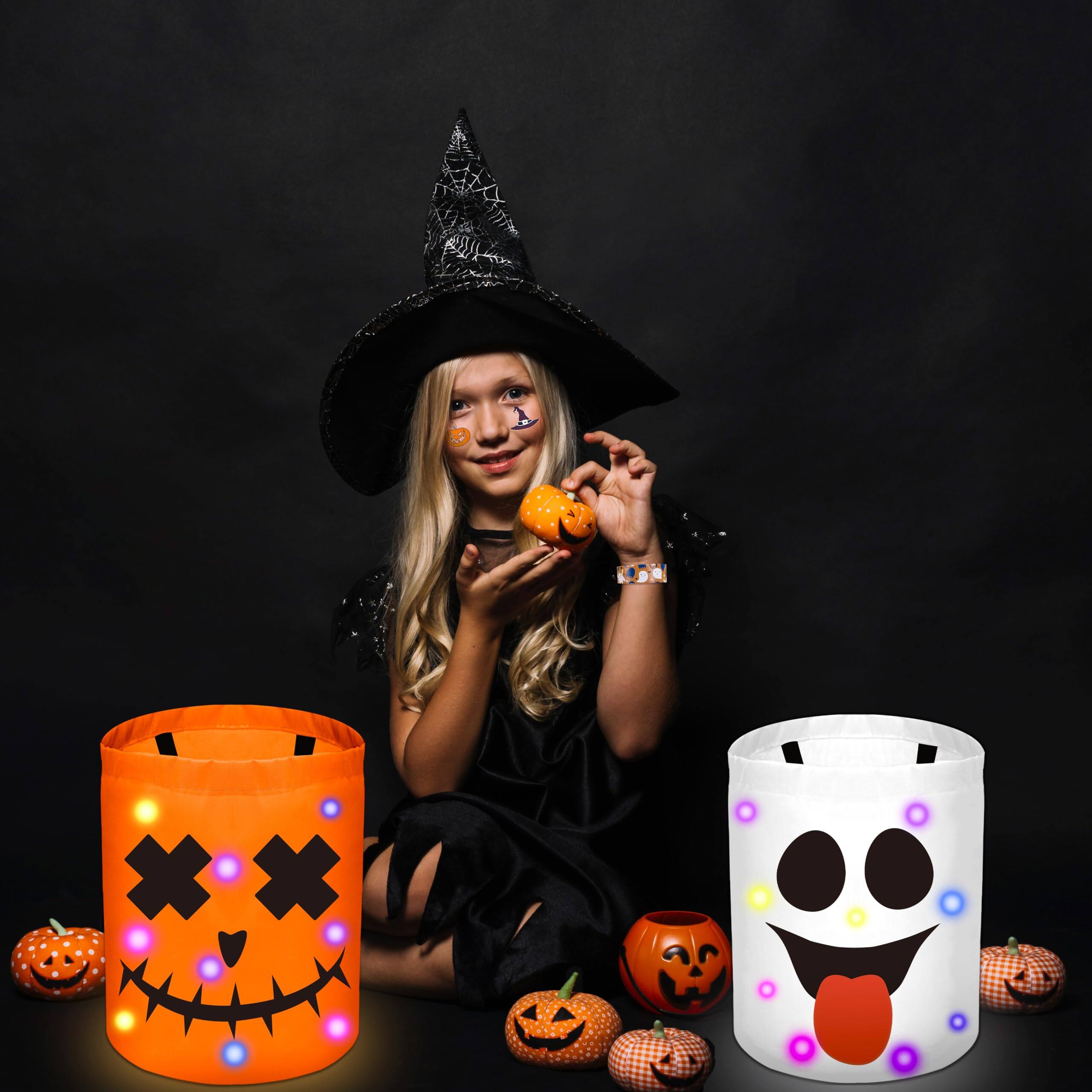 Paradigms Interiors Trick Or Bucket Candy Bags Led Light Up Pumpkin ...