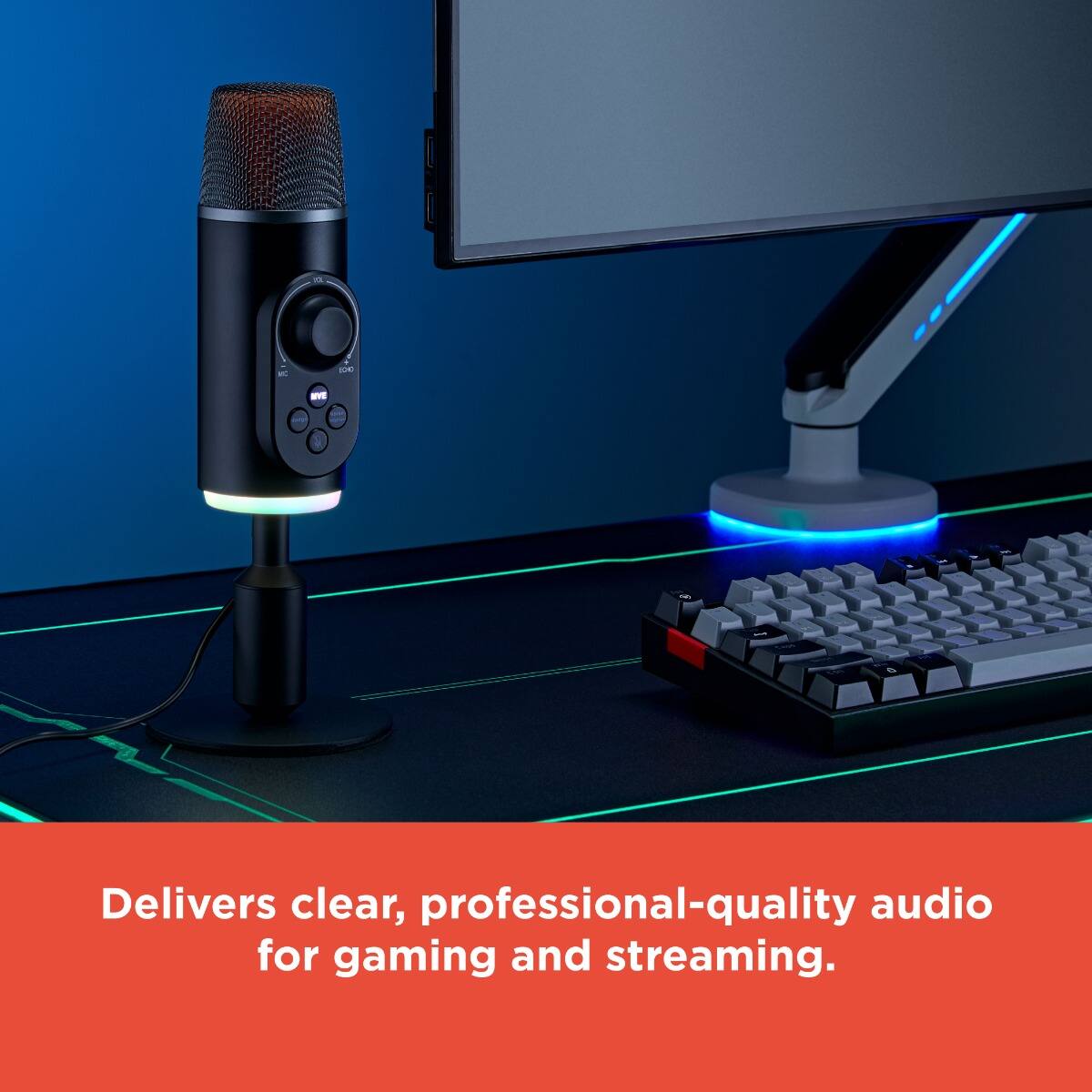 Delivers clear, professional-quality audio for gaming and streaming.