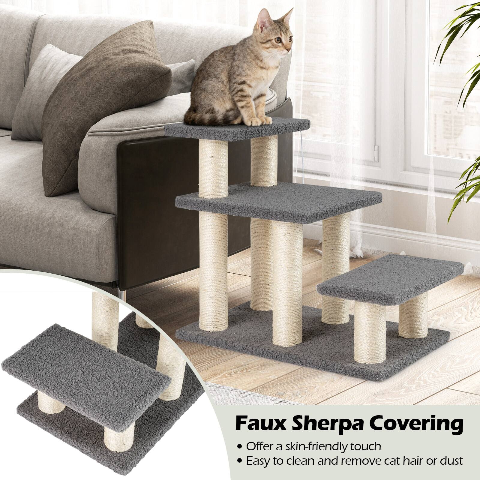Faux Sherpa Covering  
- Offer a skin-friendly touch  
- Easy to clean and remove cat hair or dust