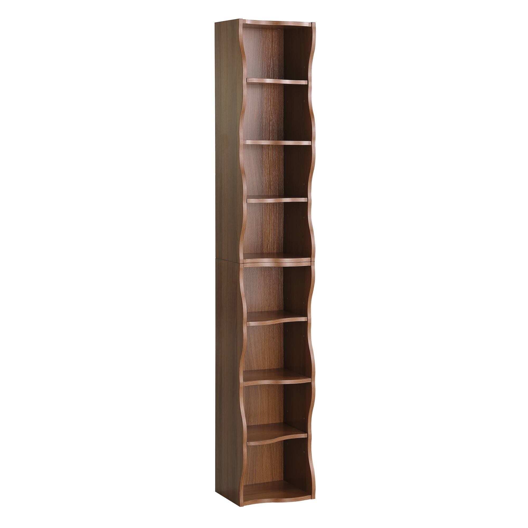 Alt View 8. GOODSILO - Ultra-Thin Adjustable Shelf Bookcase with Wavy Border Design for Home and Office Storage Solutions - Walnut.