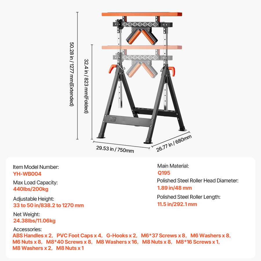 Load Number Example VEVOR 4 in 1 Roller Stand, 440 lb Load Capacity, 33 50 in Adjustable ...