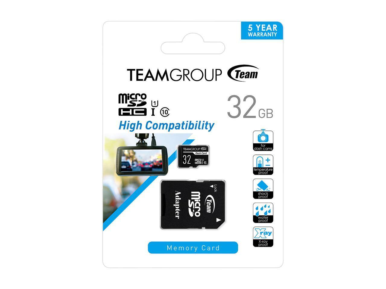 5 YEAR WARRANTY  
TEAMGROUP Team microSDHC I 10 32 GB  
High Compatibility  
TEAMGROUP Coan Dash Care 32 - CIM a for dash cams + temperature proof  
Lock Adapter!  
Team Memory Card shock proof water proof X-ray proof