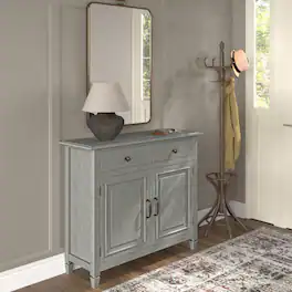 Simpli Home - Connaught 40 inch Wide Solid Wood Traditional Entryway Storage Cabinet - Fog Grey