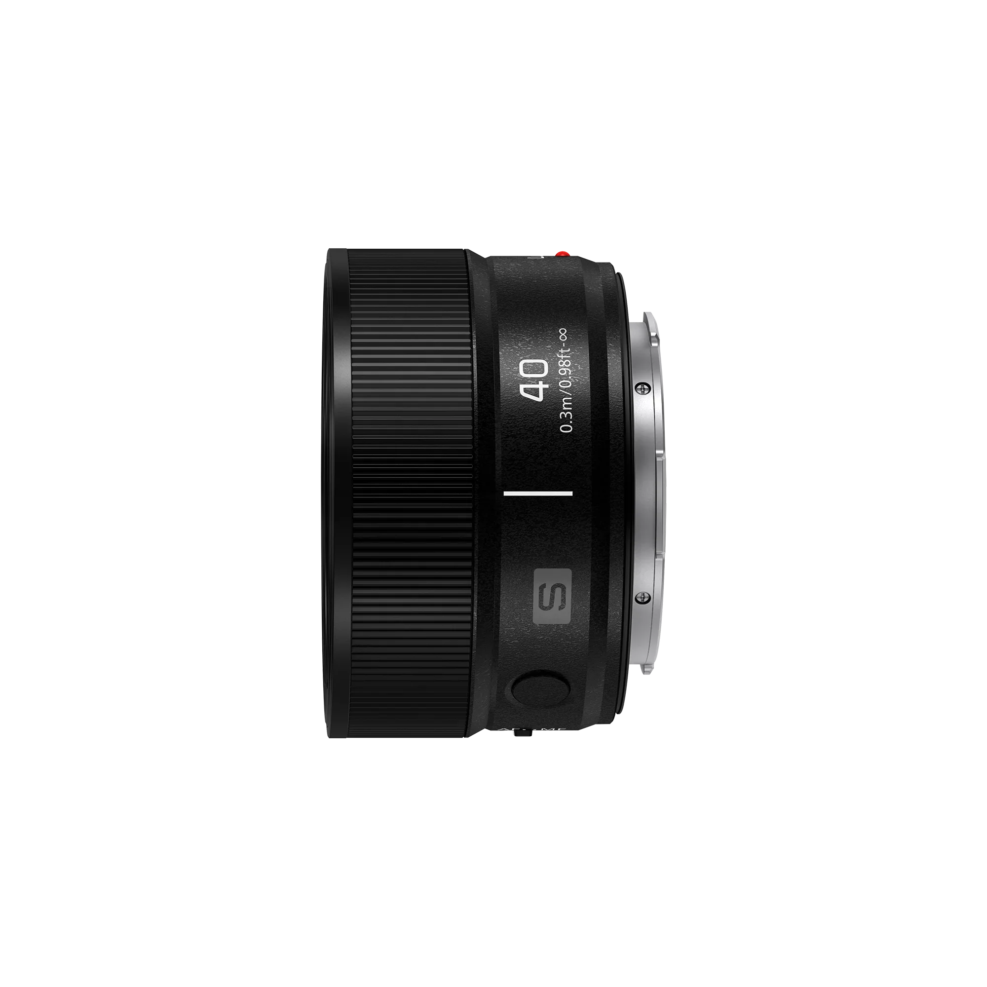 Left. Panasonic - LUMIX S Series 40mm F2 Compact Prime L-Mount Camera Lens - WB - Black.