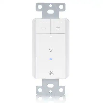 Front. Akicon - Akicon Single Pole LED Dimmer Switch for Bathroom Exhaust Fan with Light in White - White.