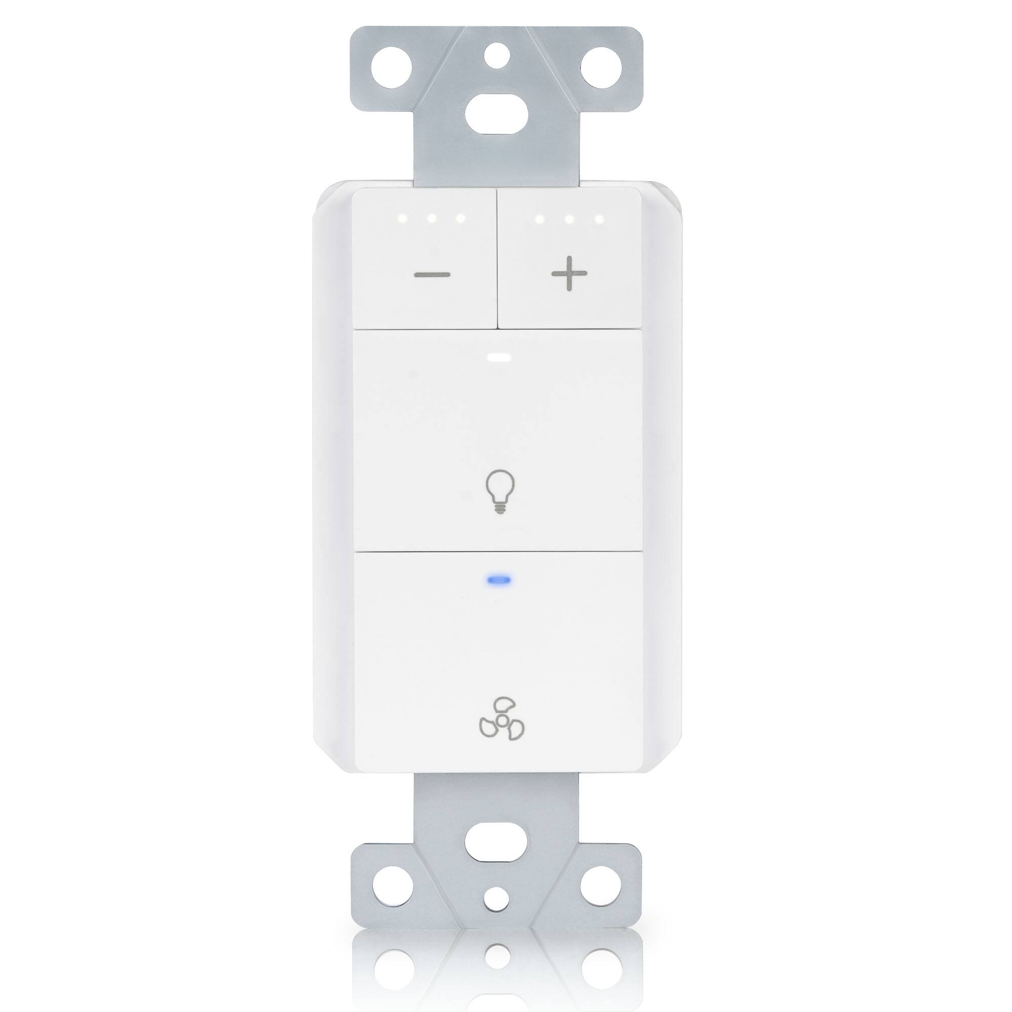 Angle. Akicon - Akicon Single Pole LED Dimmer Switch for Bathroom Exhaust Fan with Light in White - White.