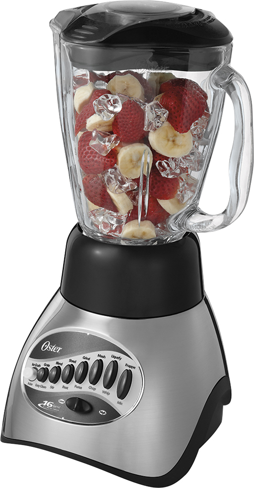 Left View: Oster Precise Blend 200 16-Speed Blender 6-Cup Capacity, Gray 006812-001-NP0