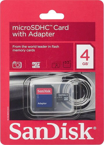 4 GB microSD Class 4 Card with SD Adapter