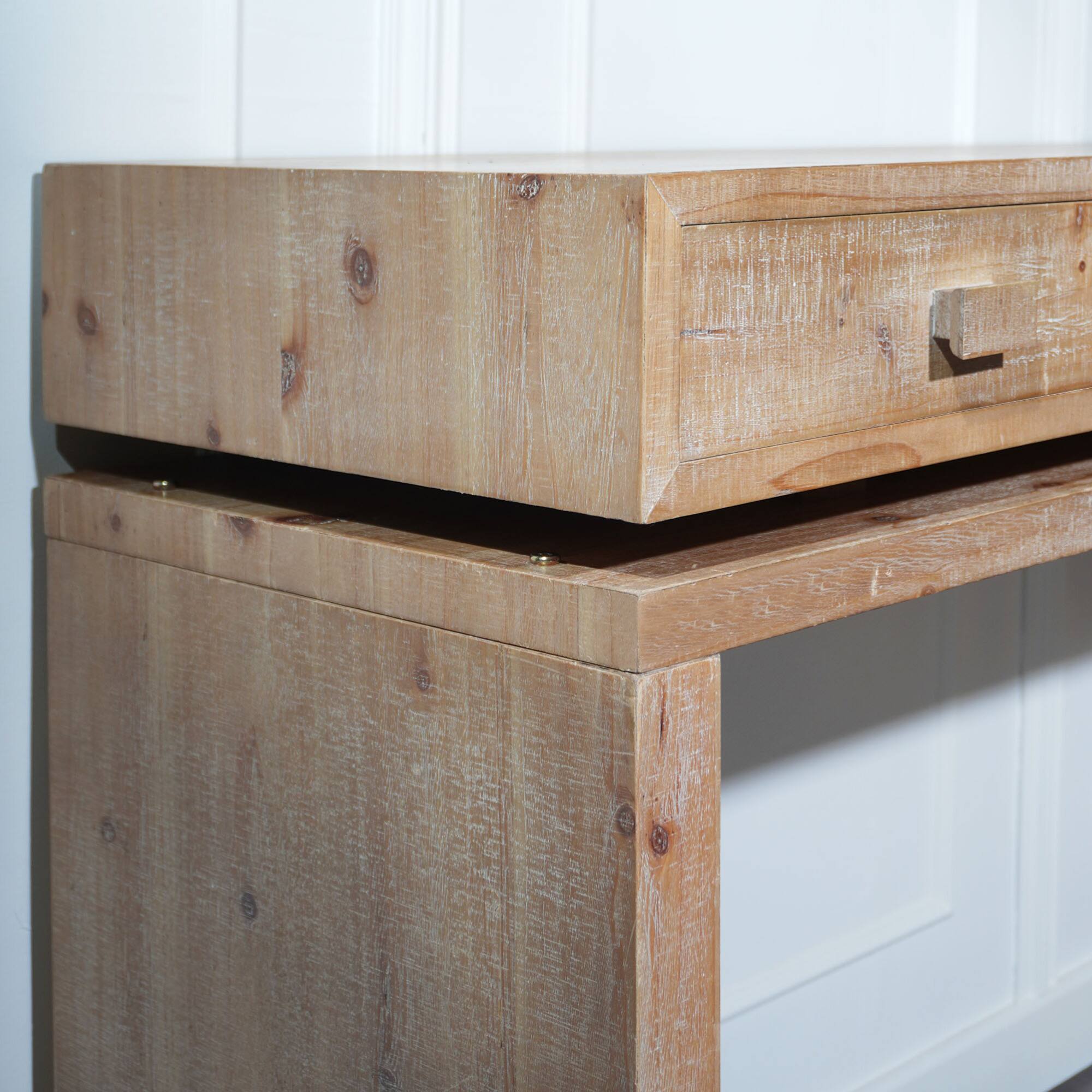 Alt View 9. GOODSILO - Rustic Wooden Entryway Console Table with Three Drawers for Hallway Foyer Office Decor - Natural+Rustic.