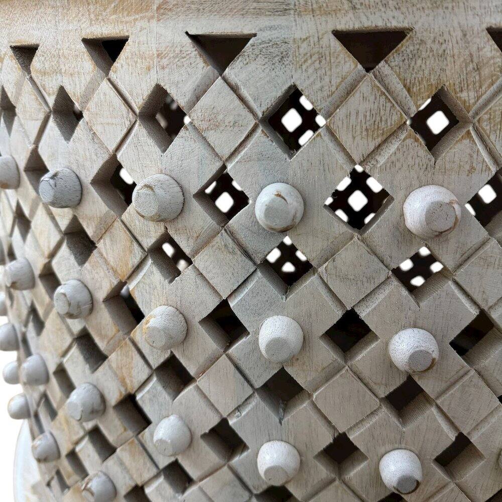 Alt View 5. Carolina Chair & Table - Artisan 30" Lattice Weave Mango Wood Coffee Table - Whitewash - White.