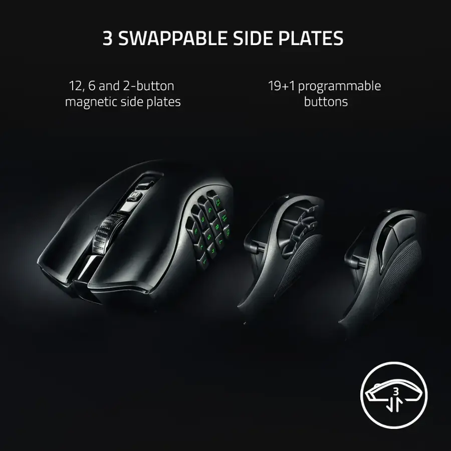 Razer Naga V2 Pro MMO Optical Gaming Mouse with Interchangeable Side ...
