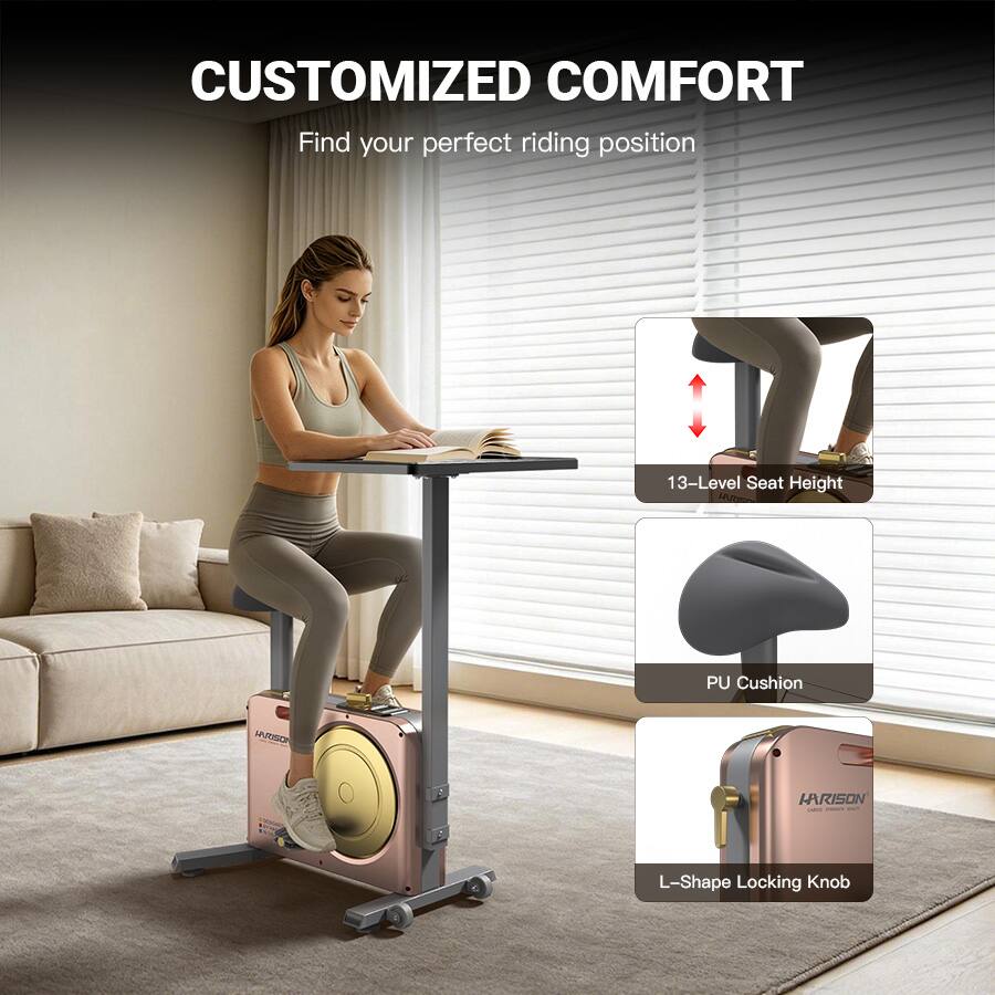 CUSTOMIZED COMFORT  
Find your perfect riding position  

13-Level Seat Height  
PU Cushion  
L-Shape Locking Knob