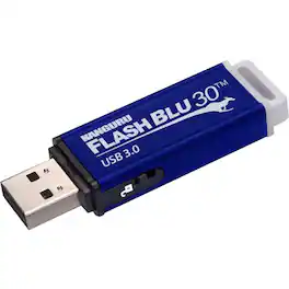 Kanguru Solutions - Kanguru FlashBlu30 with Physical Write Protect Switch SuperSpeed USB3.0 Flash Drive - 16 GB - Write Protection Switch - Blue