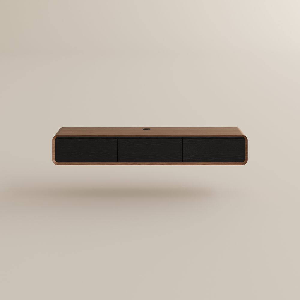 Alt View 7. POVISON - 63" Minimalist Floating TV Stand,Black & Brown - Black & Brown.