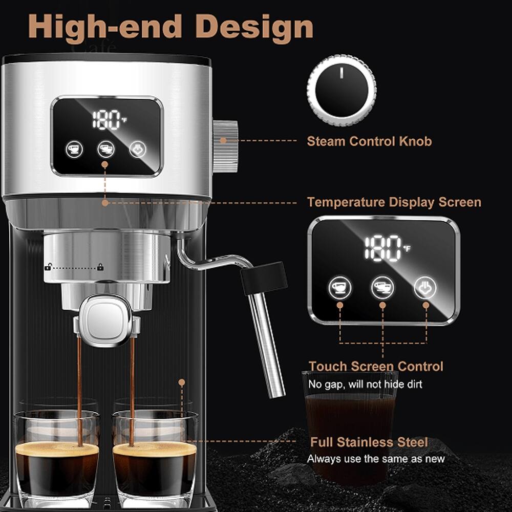 High-end Design

- 180+ Steam Control Knob
- Temperature Display Screen
- Touch Screen Control
- No gap, will not hide dirt
- Full Stainless Steel
- Always use the same as new