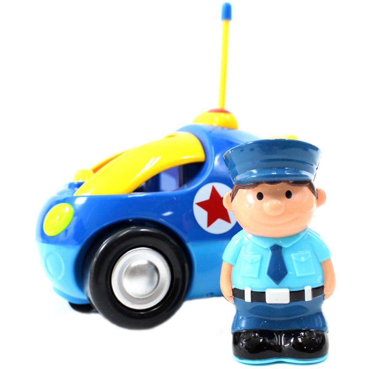 Alt View 1. JuzToys - Remote Control Car, 4" Cartoon RC Police Car Remote Control Toy for Toddlers, Blue - Blue.