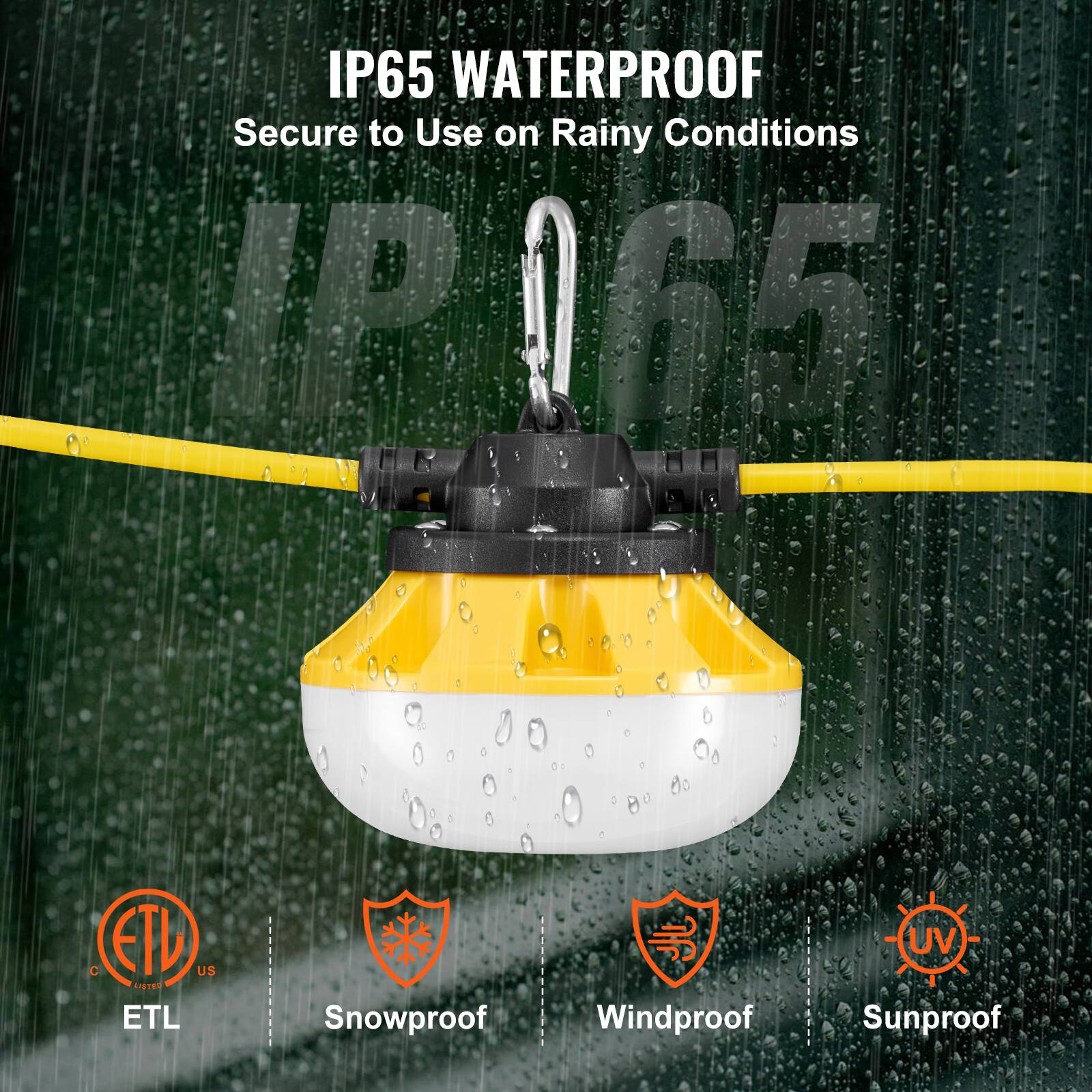 IP65 WATERPROOF  
Secure to Use on Rainy Conditions  

IP65  

ETL  
Snowproof  
Windproof  
Sunproof