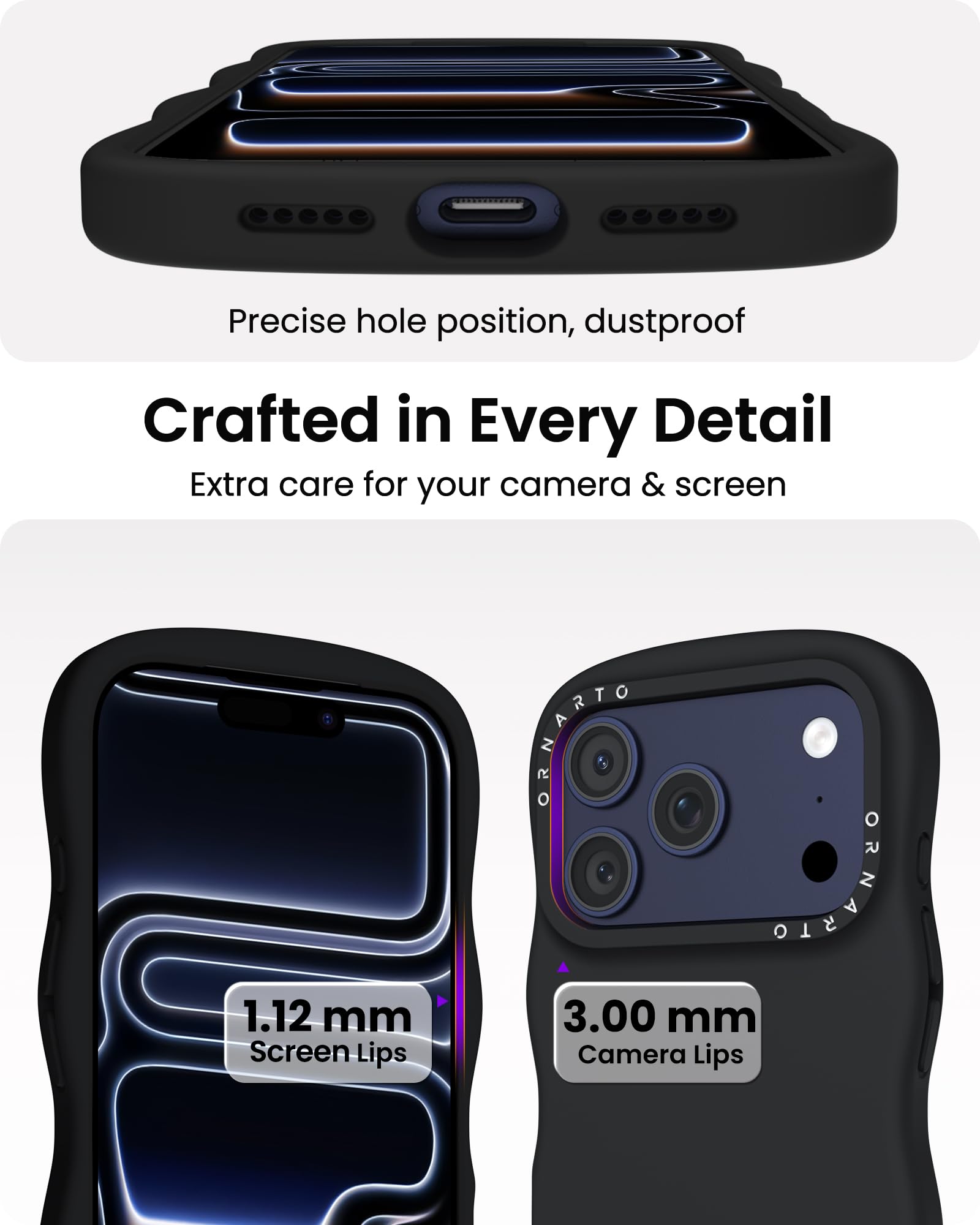 Precise hole position, dustproof

Crafted in Every Detail
Extra care for your camera & screen

1.12 mm Screen Lips

3.00 mm Camera Lips