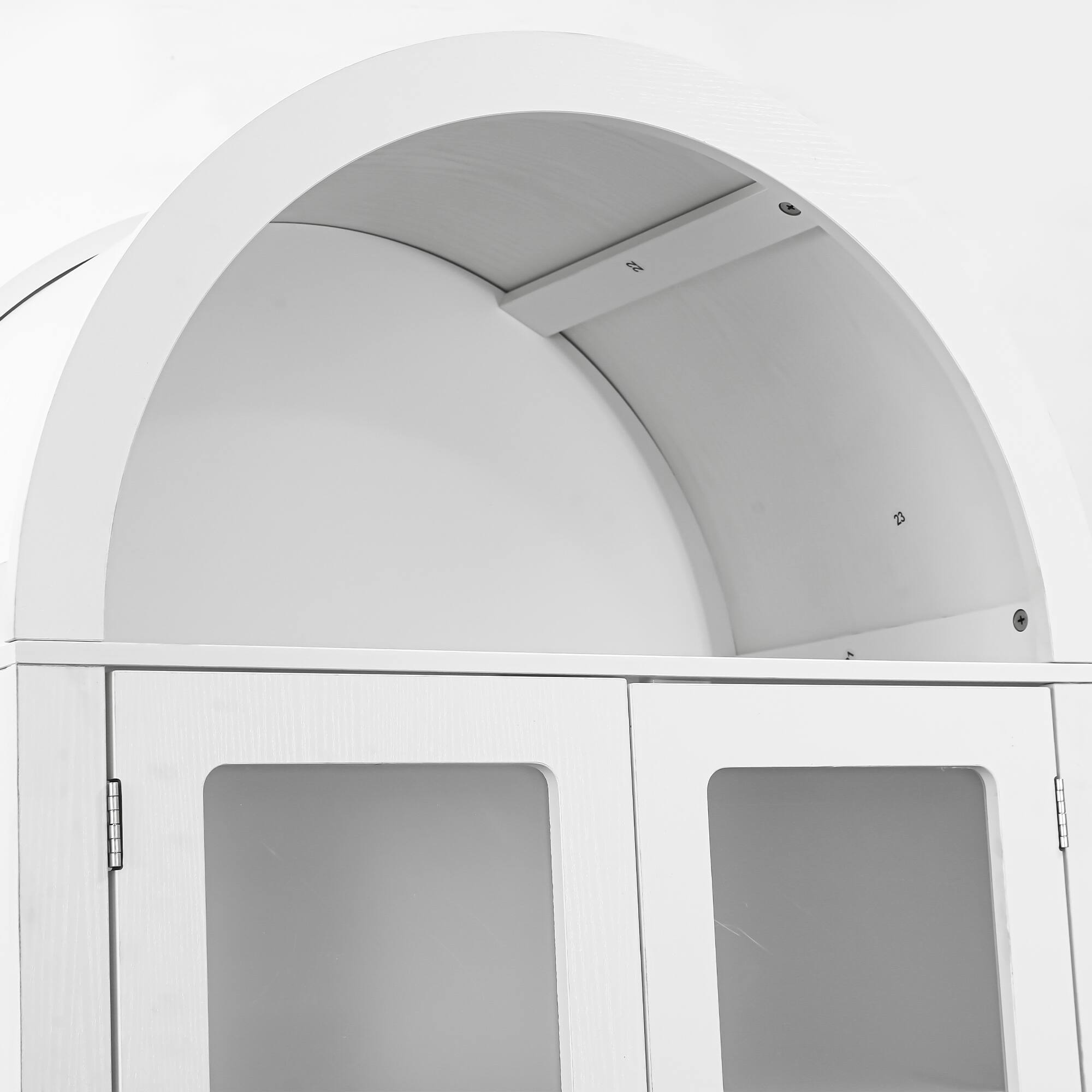 Alt View 4. Ihomeadore - 69.7 Inch Modern Wood Arched Display Cabinet with 4 Doors and 3 Adjustable Shelves - White.
