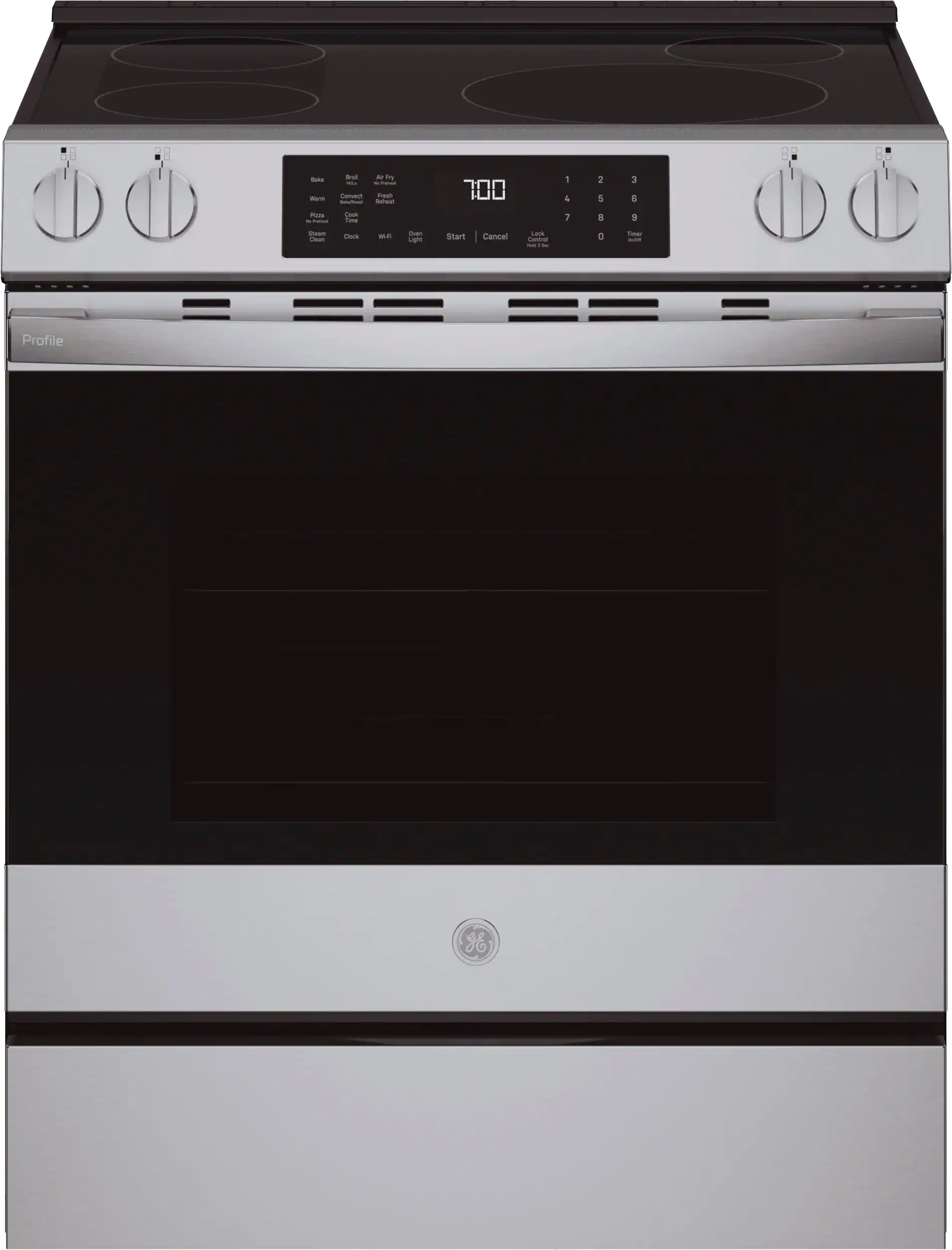 GE Profile - 5.3 Cu. Ft. Slide-In Electric Induction Convection Range with No Preheat Air fry and EasyWash Oven Tray Cleaning System - Stainless Steel