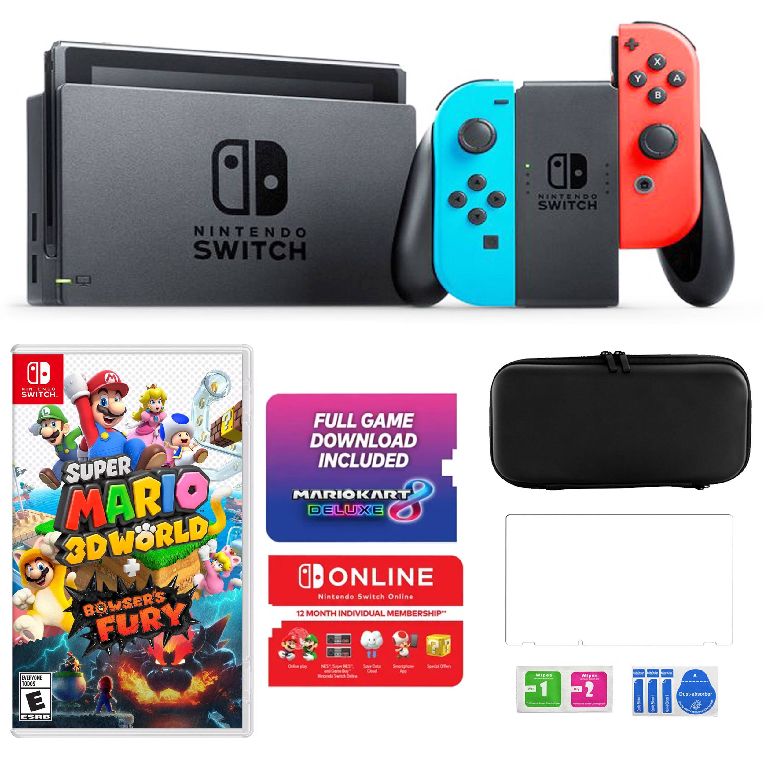 Switch with MarioKart 8 Bundle with Bowser's Fury Game & Accessories - Nintendo Switch