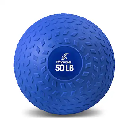 Front. ProsourceFit - ProsourceFit Tread Slam Ball, 50 lbs - Blue.