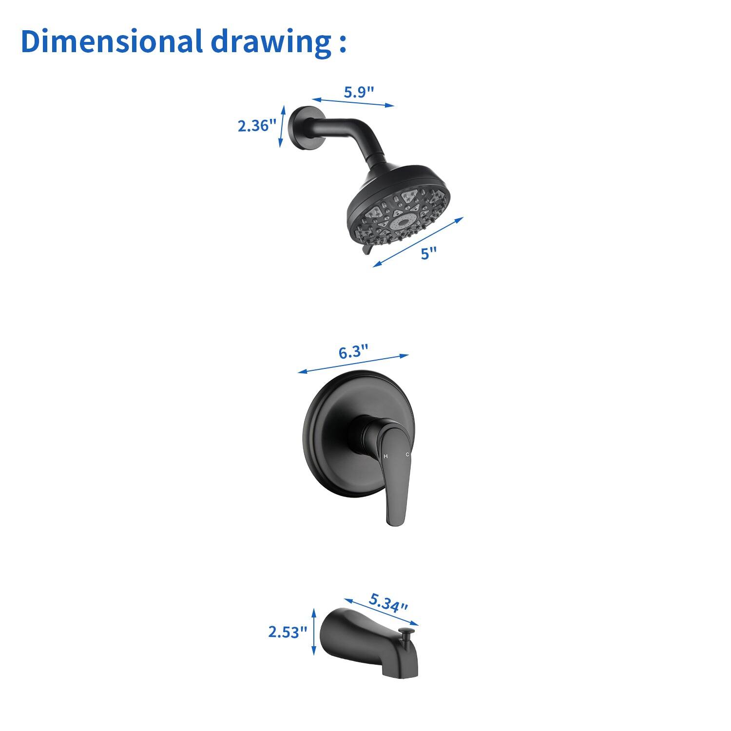 Dimensional drawing:

- 5.9"
- 2.36"
- 5"
- 6.3"
- 5.34"
- 2.53"