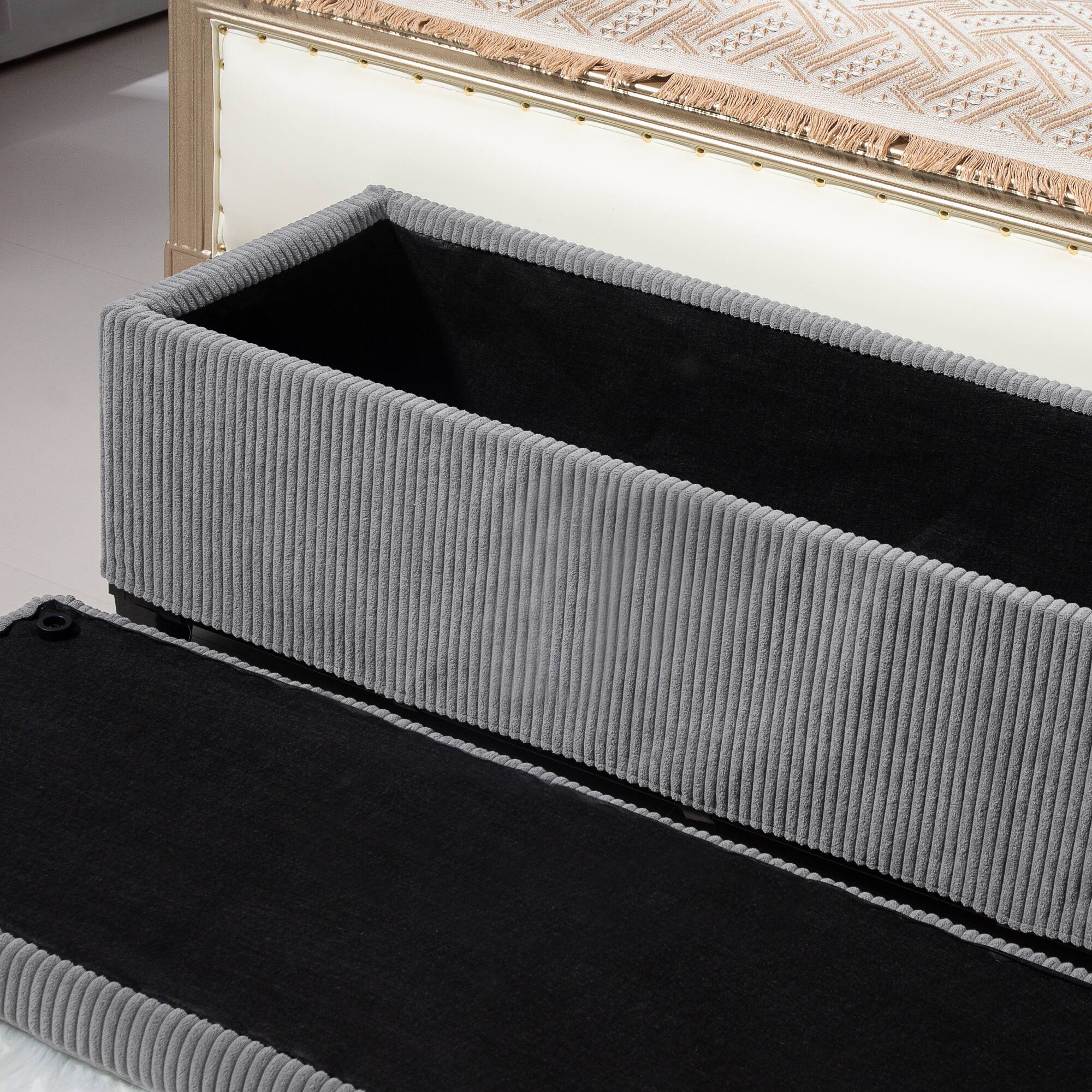 Alt View 9. Homcom - 47 Inches Storage Ottoman Bench, Foot Rest with Removable Lid, End of Bed Bench, Padded Seat, for Living Room, Bedroom - Grey.