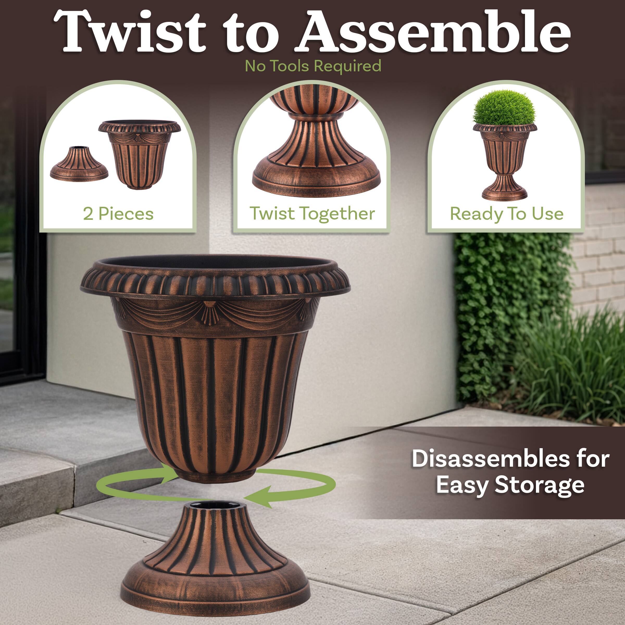 Twist to Assemble  
No Tools Required  

2 Pieces  
Twist Together  
Ready To Use  

Disassembles for Easy Storage