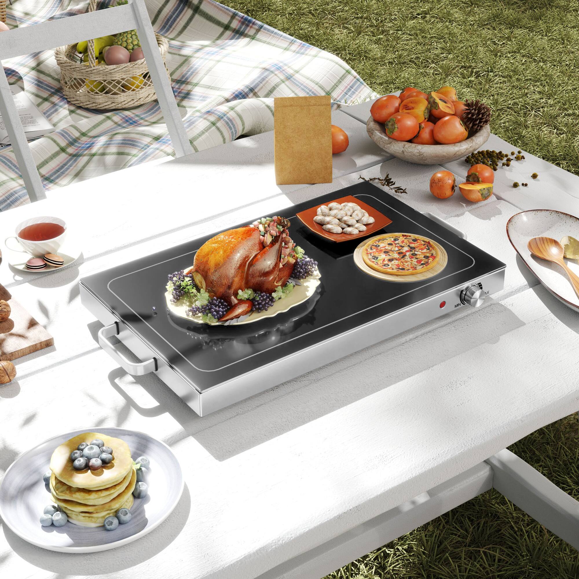 Alt View 1. Homcom - Electric Warming Tray with Adjustable Temperature, Food Warmer with Cool-Touch Handles and Non-Slip Feet for Parties - Black.