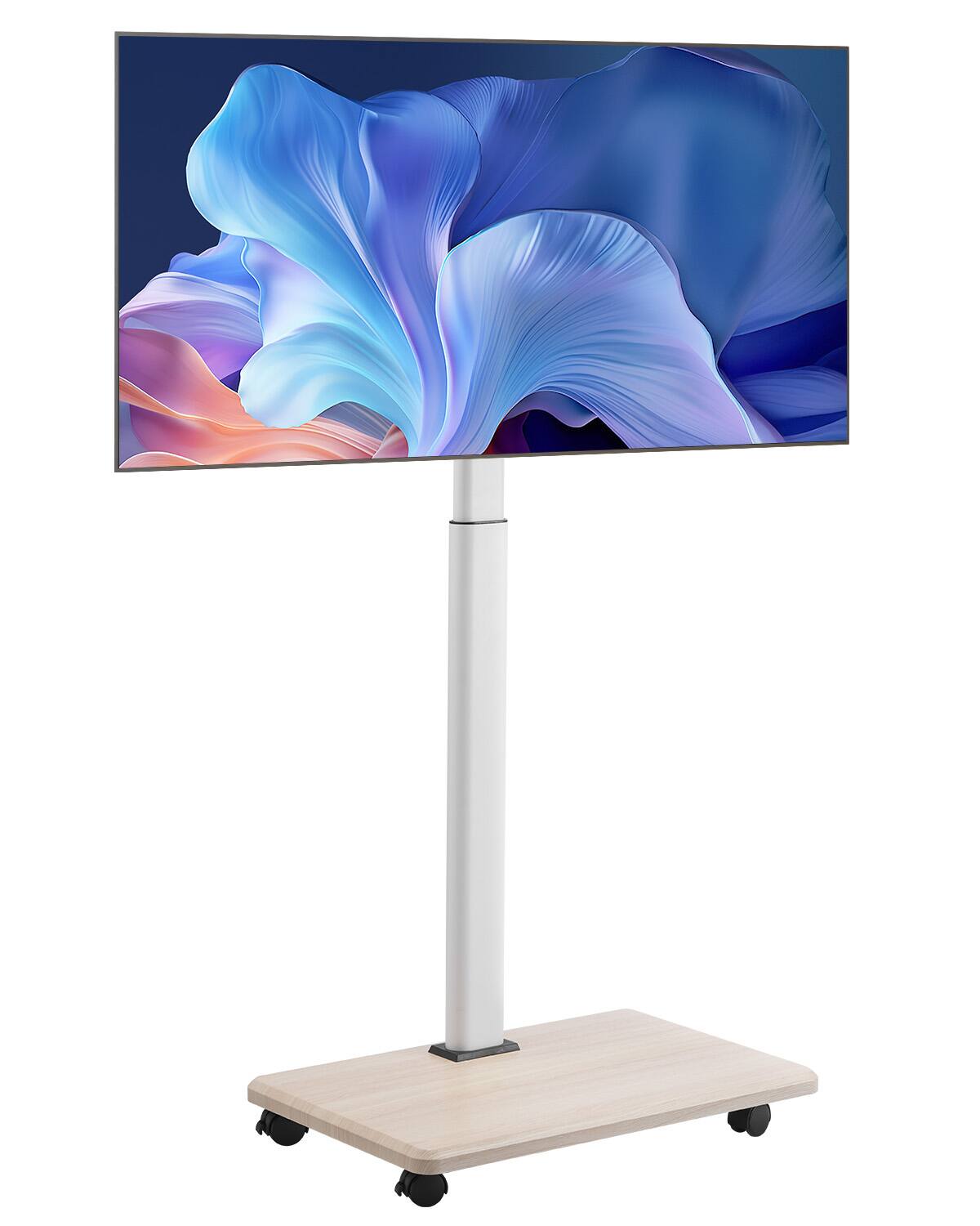 VEVOR - Rolling TV Stand, Mobile TV Cart for 32-70 Inch Screens, 25° Left-Right Rotation and Height Adjustable TV - White