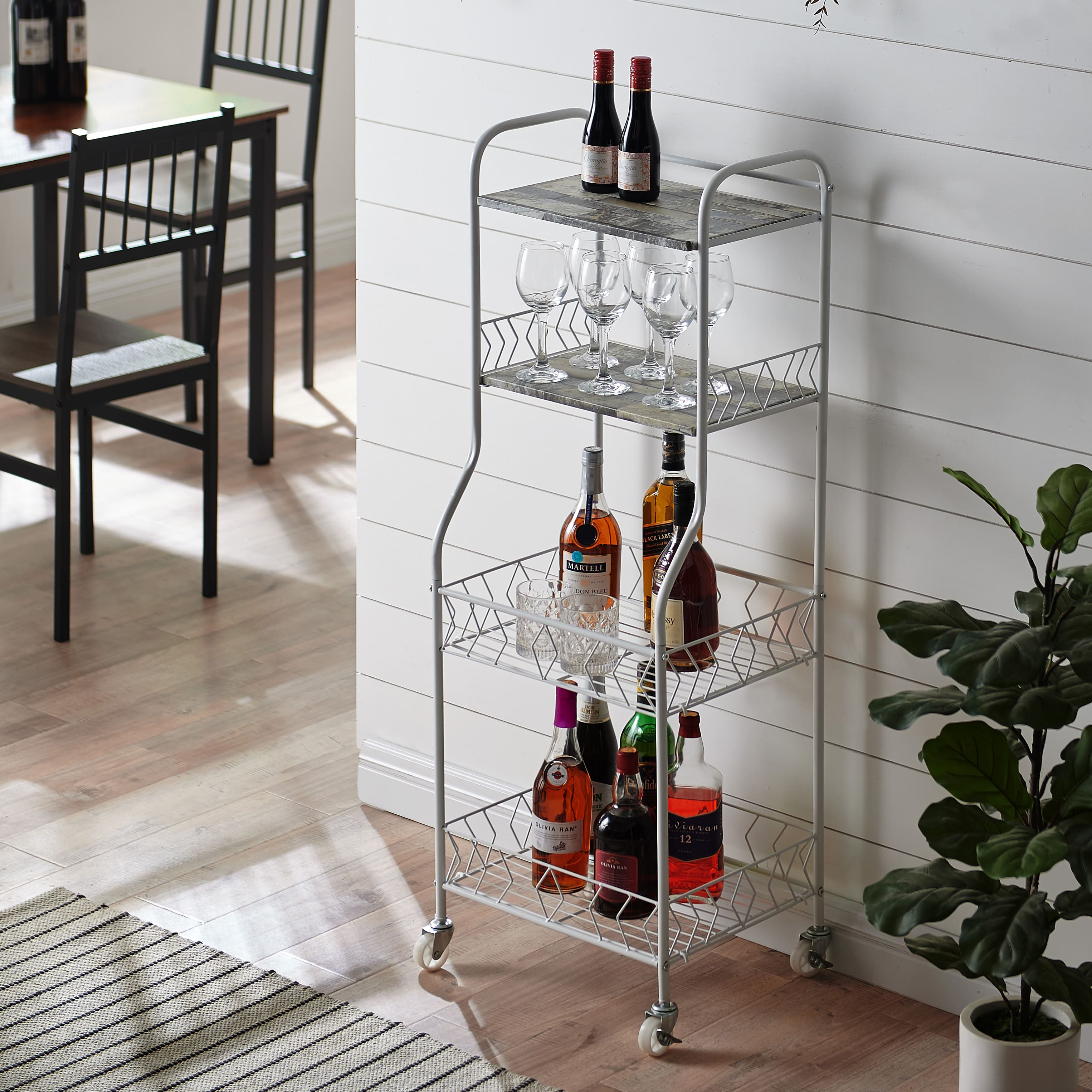 Kings Brand Furniture - 4 Tier Kitchen Bakers Rack, Microwave Oven Stand, Serving Bar Rolling Utility Cart - White price history on PriceWatchPro