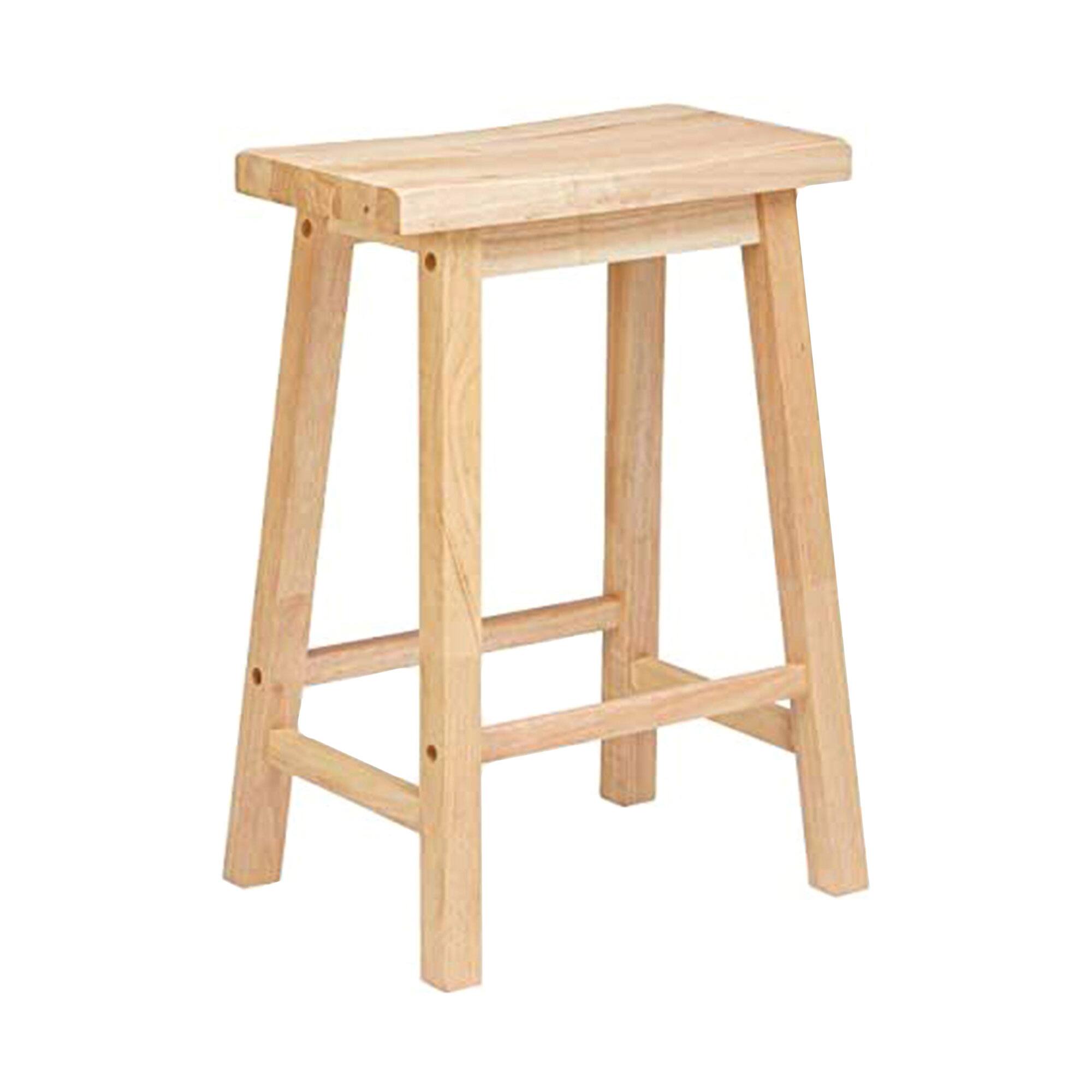 Alt View 1. PJ Wood - PJ Wood Classic 24 Inch Saddle Seat Kitchen Bar Counter Stool, Natural (3 Pack) - Natural.