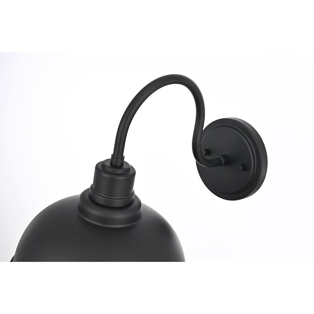 Alt View 2. Elegant Lighting - Aron 9.5 Inch Outdoor Wall Sconce In Black - Black.