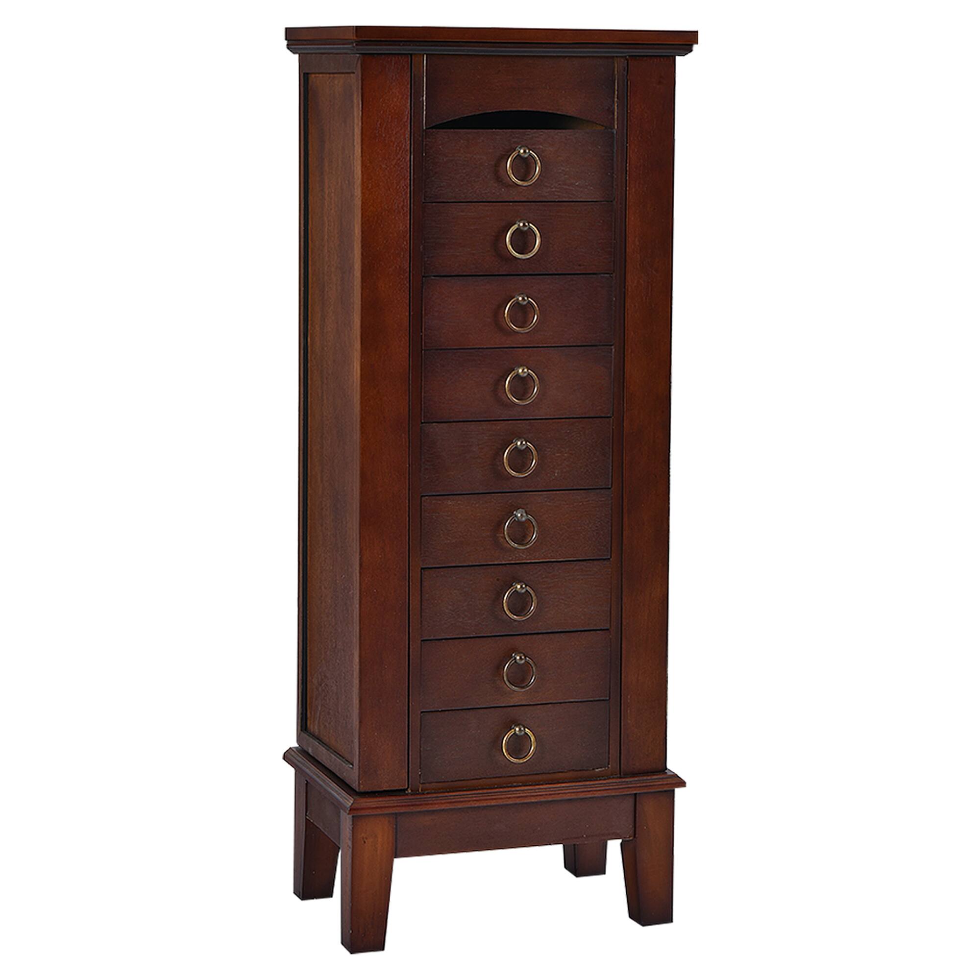 Alt View 6. Gymax - Gymax Jewelry Cabinet Armoire Wood Storage Box Chest Stand Organizer - Walnu.