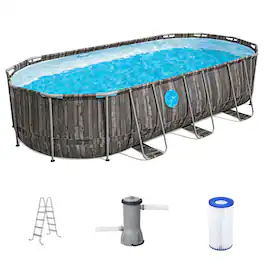 Coleman - Power Steel Swim Vista 20' x 48" Round Above Ground Swimming Pool Set - Gray
