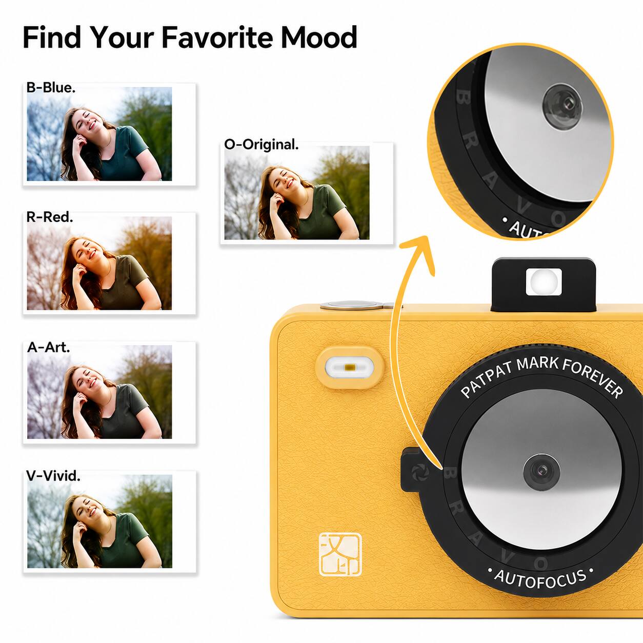 Find Your Favorite Mood

B-Blue.
R-Red.
O-Original.
A-Art.
V-Vivid.

PATPAT MARK FOREVER
AUTOFOCUS